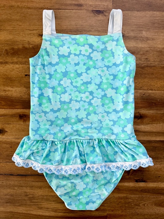 The Beaufort Bonnet Girls Grace Bay Floral Bathing Suit 8 Blue Green Floral - Picture 4 of 8